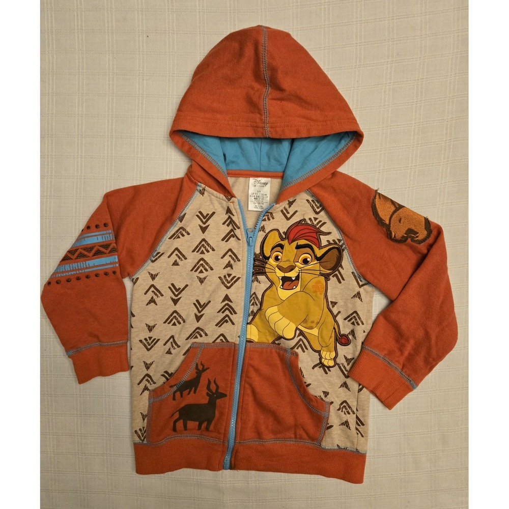 Disney Store Kids 5/6 Simba Full Zip Jacket Hooded Simba Patch Lion King EUC